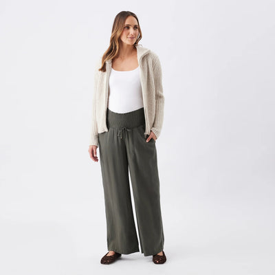 Olive Wide Leg Tencel Pant