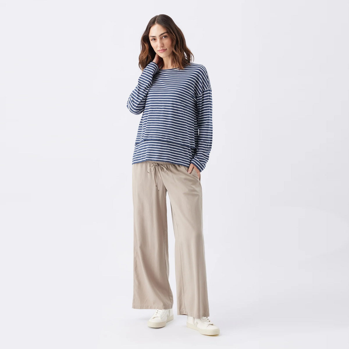 Taupe Wide Leg Tencel Pant