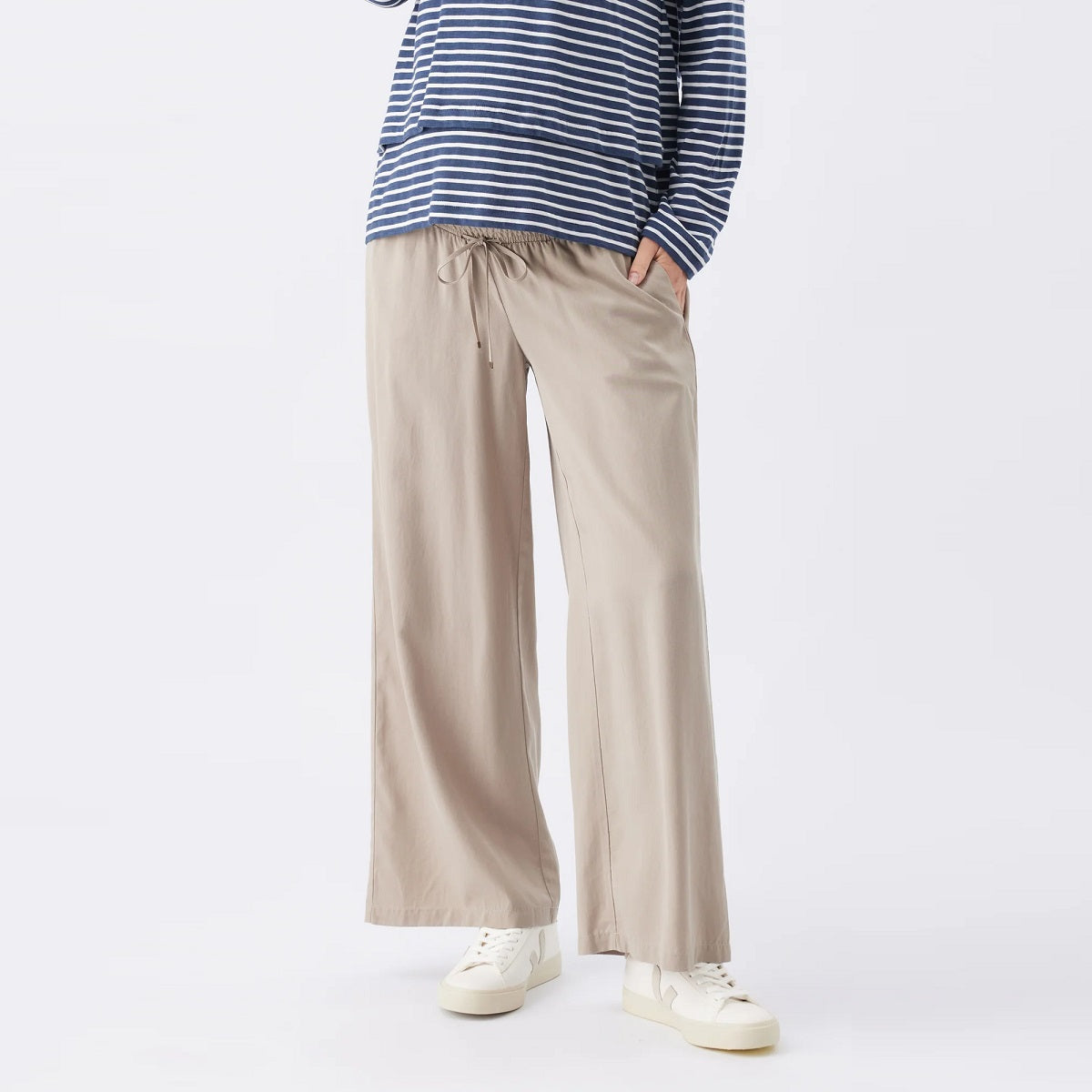 Taupe Wide Leg Tencel Pant