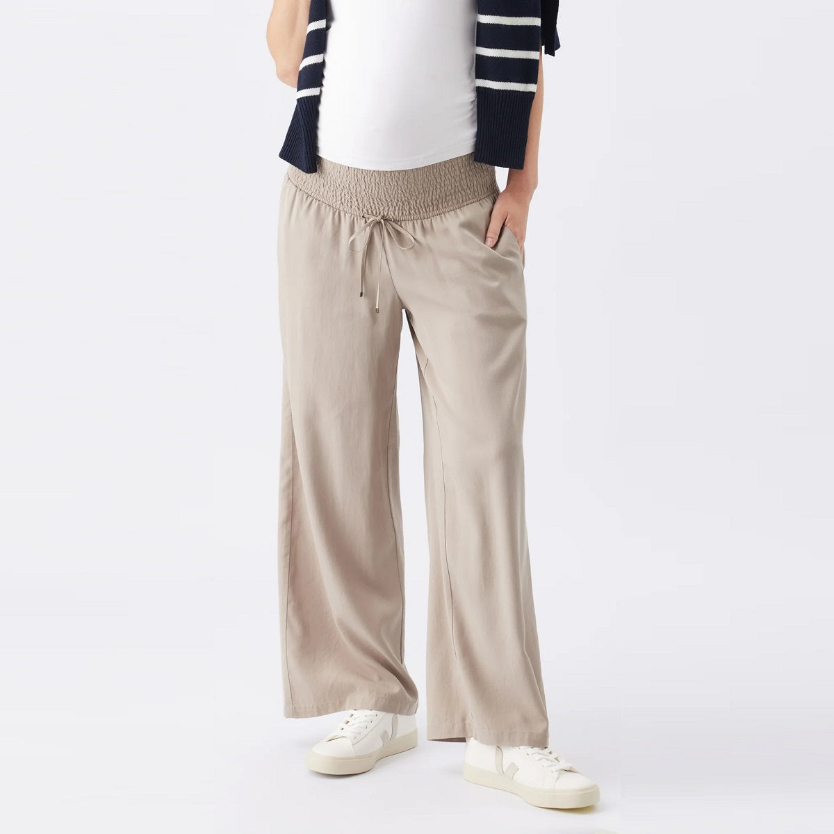 Taupe Wide Leg Tencel Pant