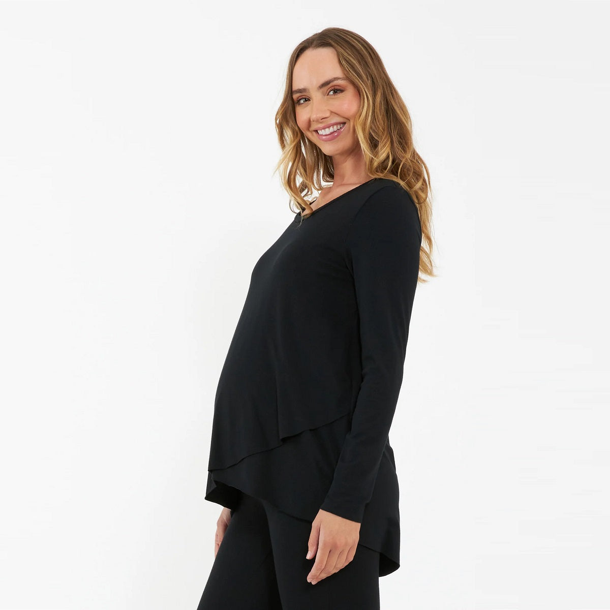 Black Raw Edge Nursing Top