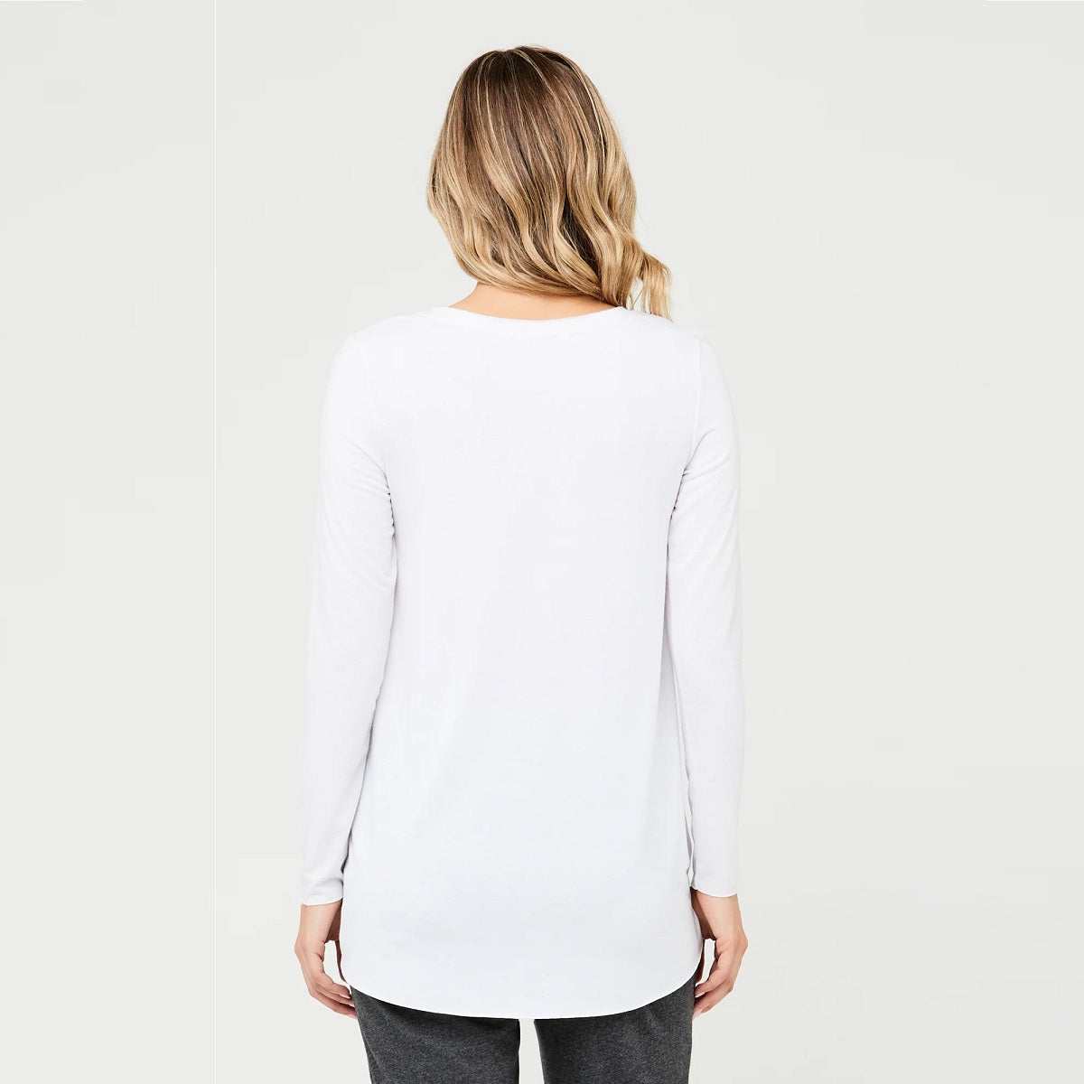 White Raw Edge Nursing Top