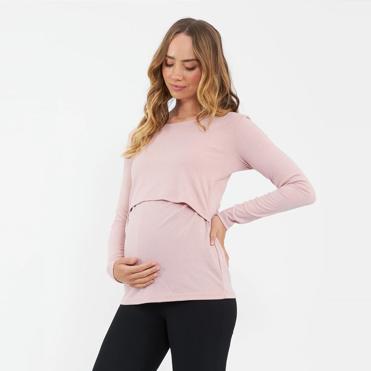 Dusty Pink Tessa Rib Nursing Top