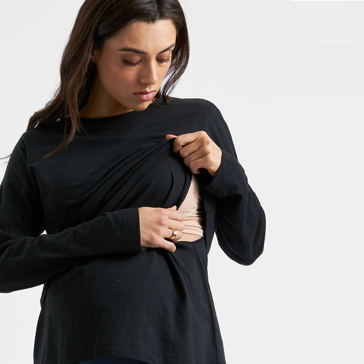 Black Claud Long Sleeve Nursing Top