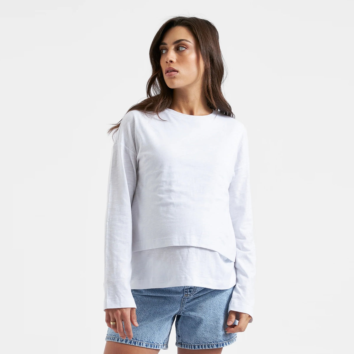 White Claud Long Sleeve Nursing Top