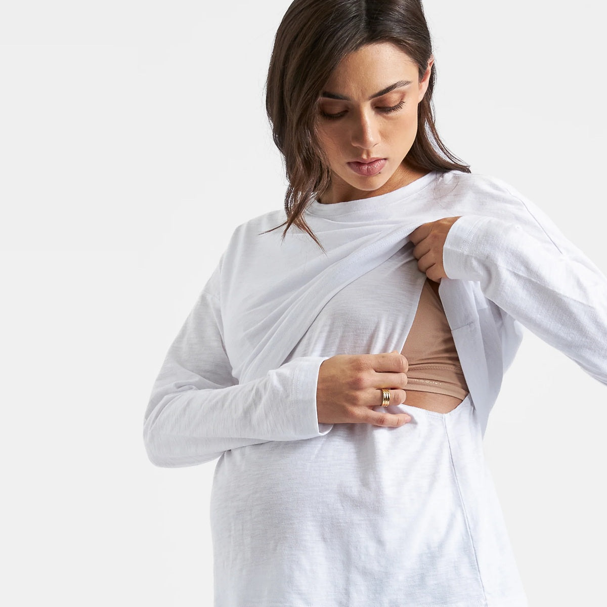 White Claud Long Sleeve Nursing Top