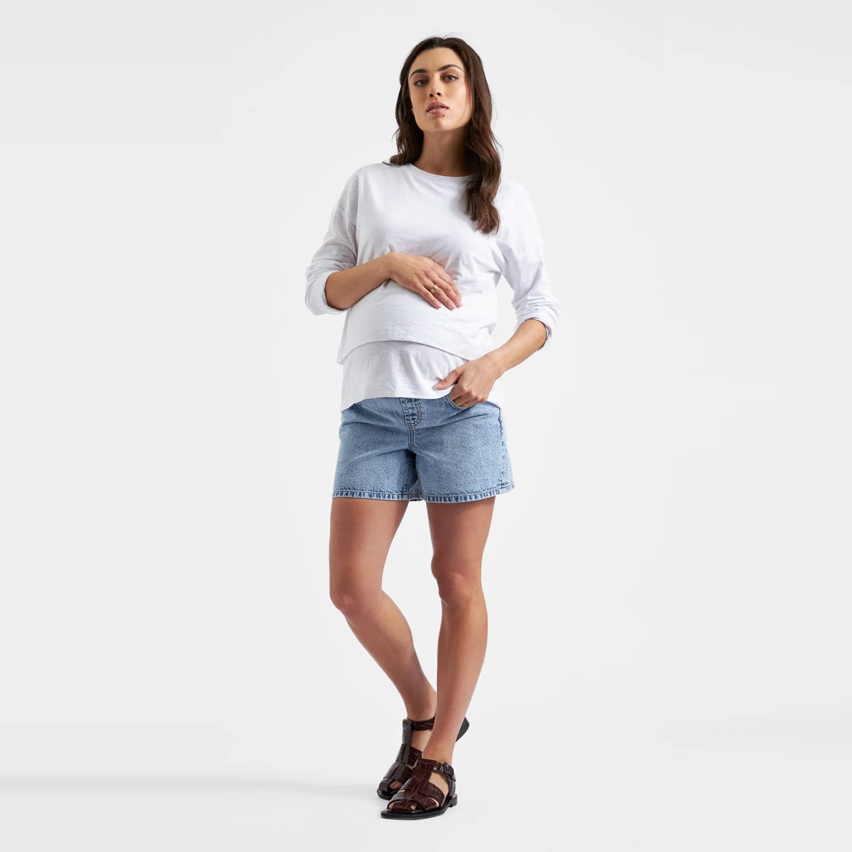 White Claud Long Sleeve Nursing Top