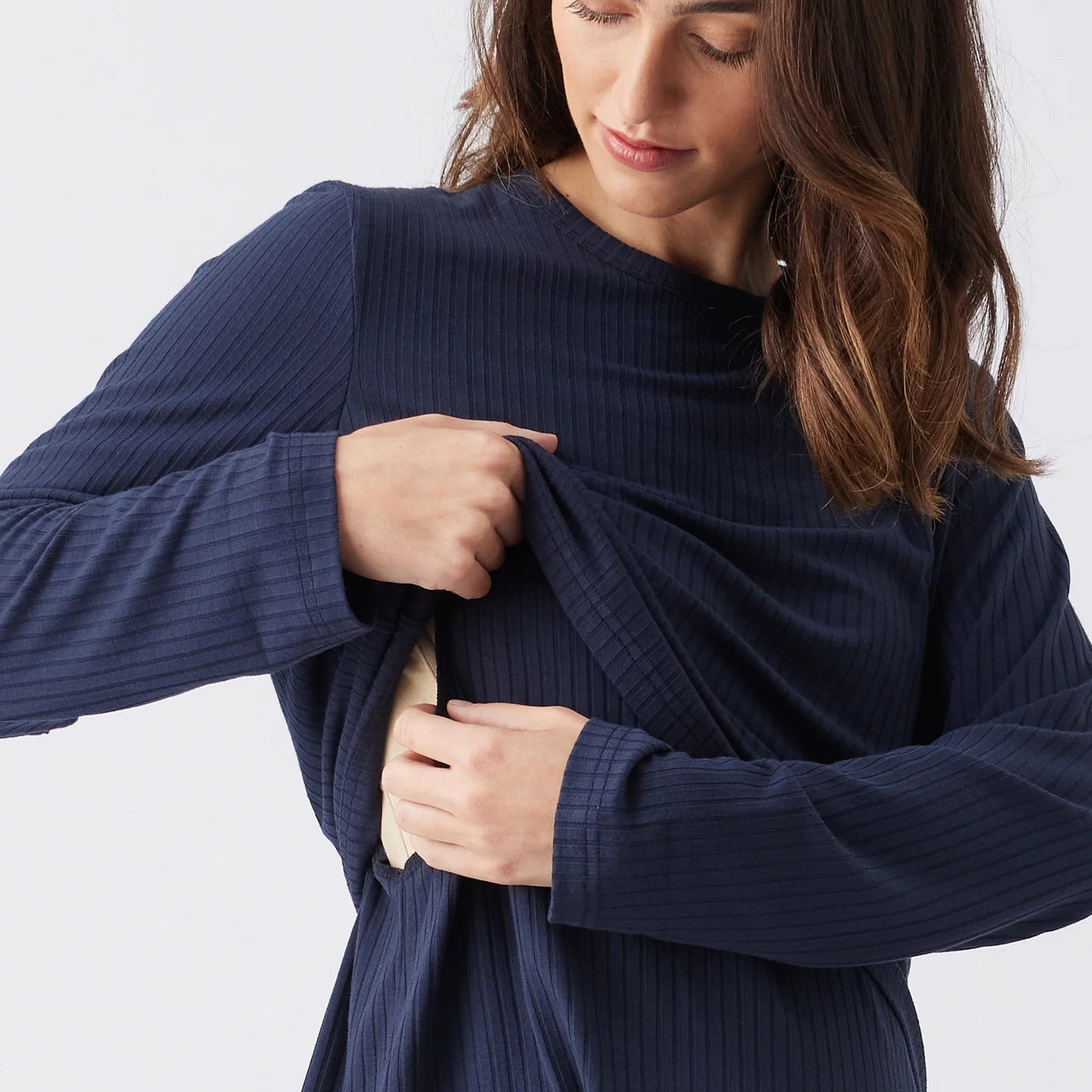 Navy Mike Rib Nursing Top