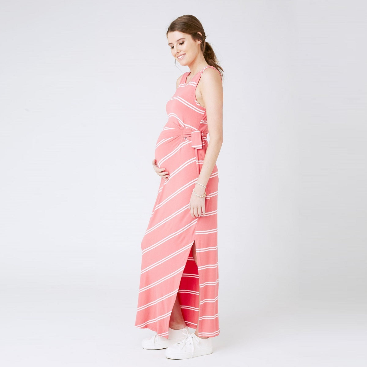 Baked Coral Side Tie Maxi Dress