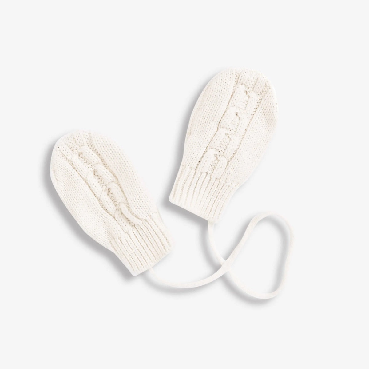 White Cable Knit Mittens