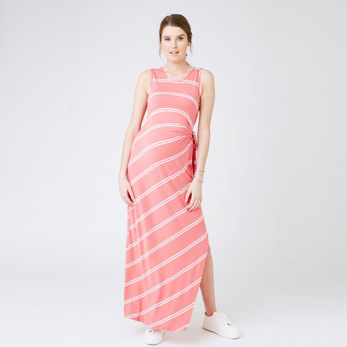 Baked Coral Side Tie Maxi Dress