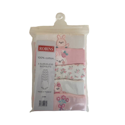 Robins 5 Sleeveless Pink Bodysuits