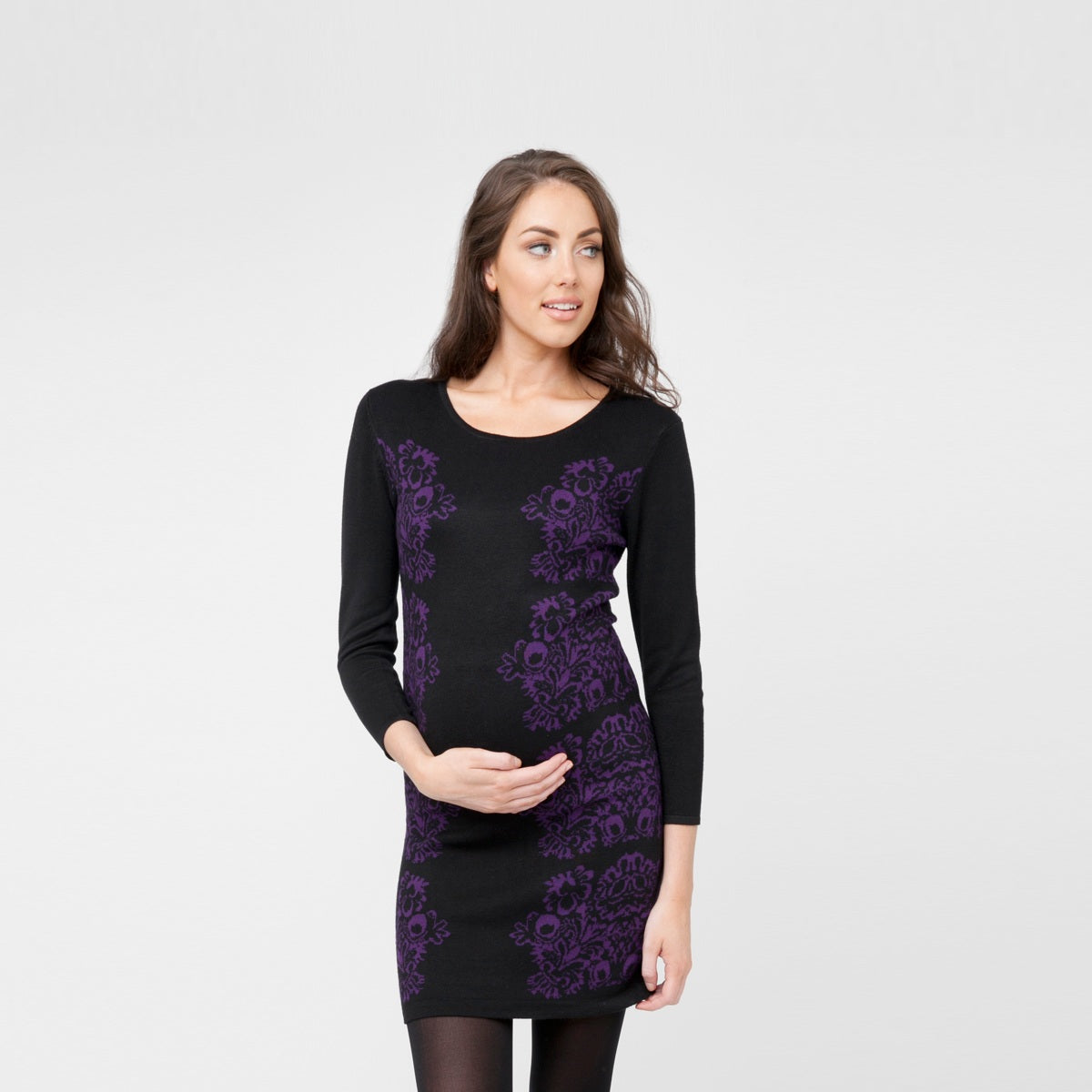 Purple Jacquard Tunic Dress