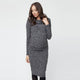 Black Ribbed Roll Neck Dress