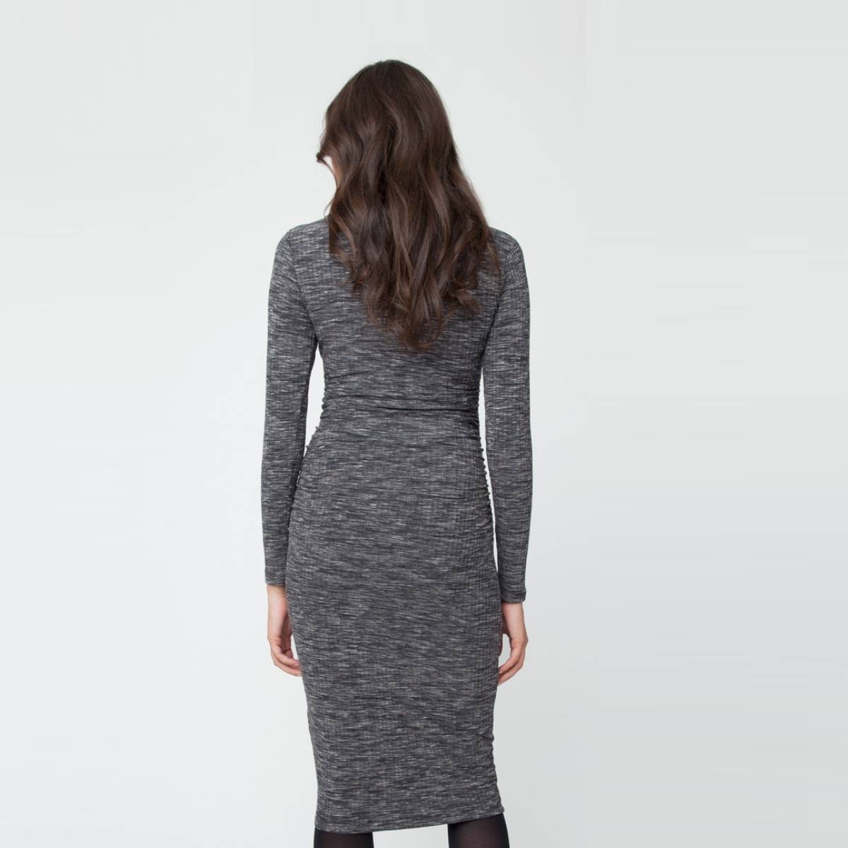 Black Ribbed Roll Neck Dress