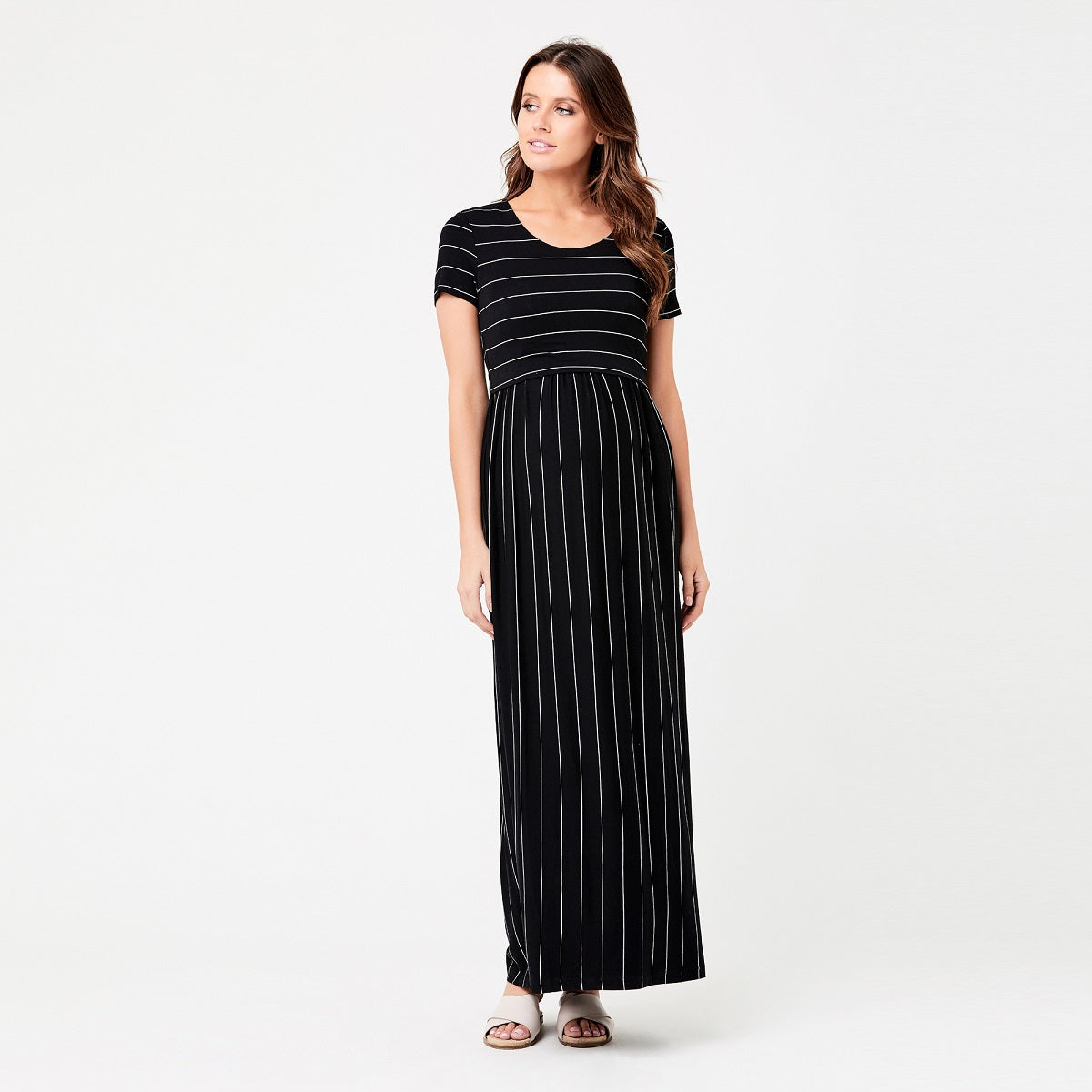 Black Maxi Crop Top Nursing Dress