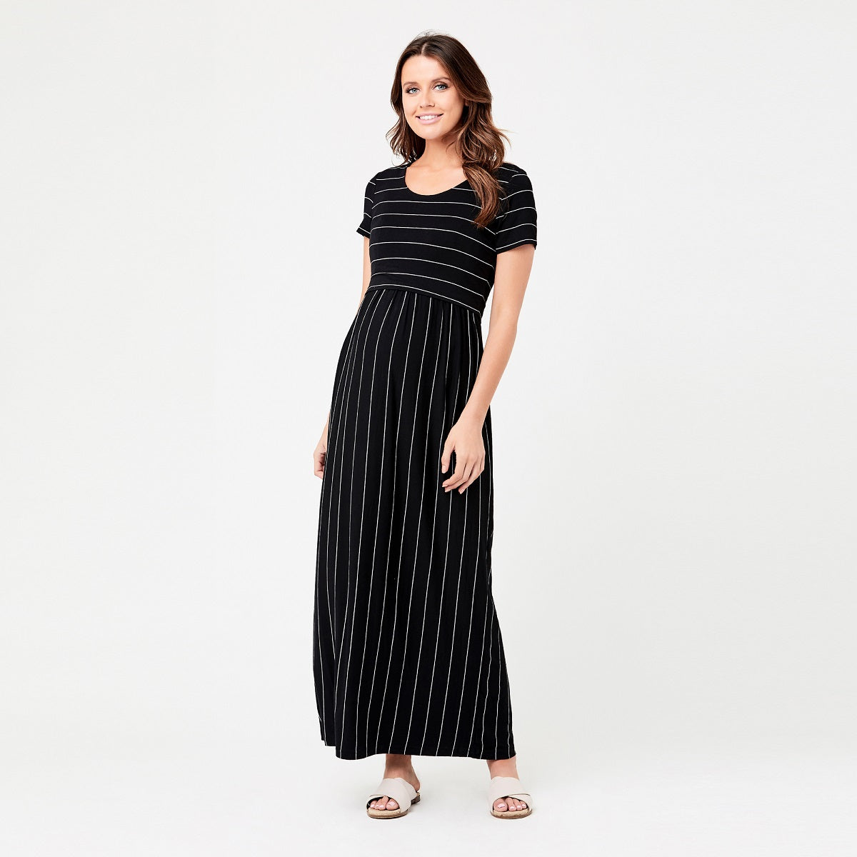 Black Maxi Crop Top Nursing Dress