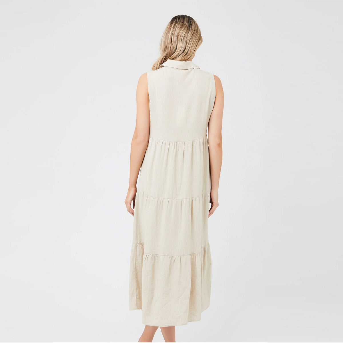 Natural Tracy Tiered Linen Dress Become a Mom Boutique Natural Tracy Tiered Linen Dress Become a Mom Boutique