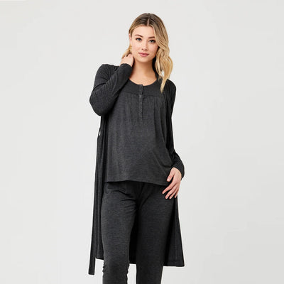 Charcoal Jersey Rib Robe