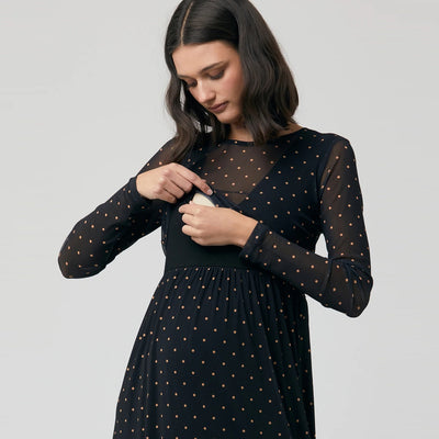 Black Dot Nursing Dress