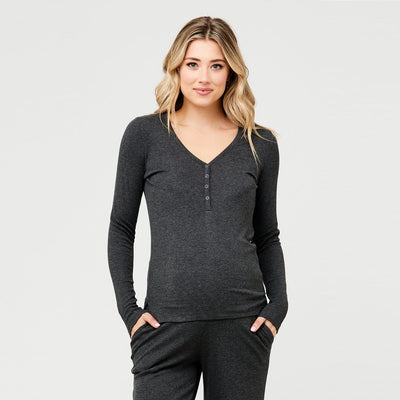 Charcoal Jersey Rib Top