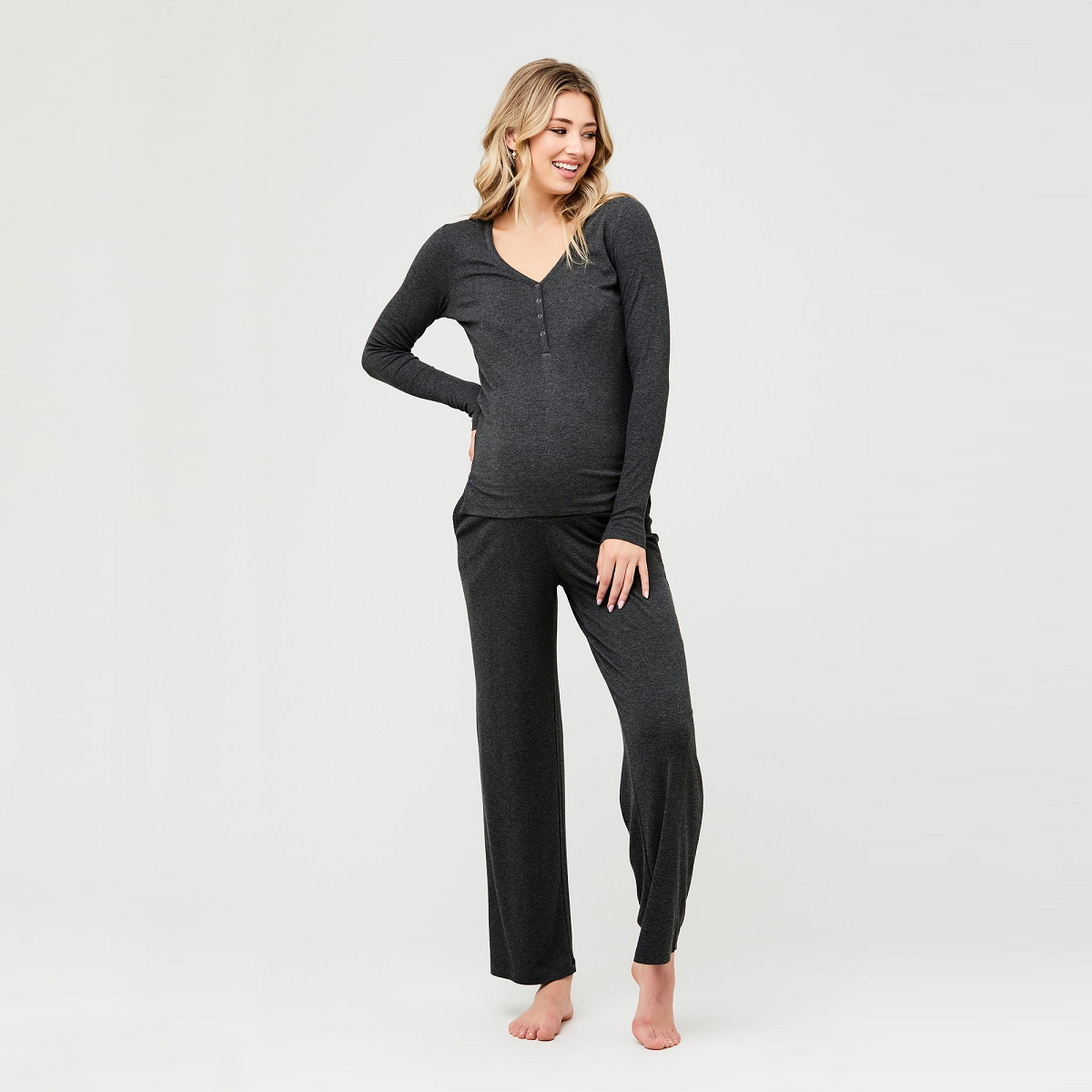 Charcoal Jersey Rib Top