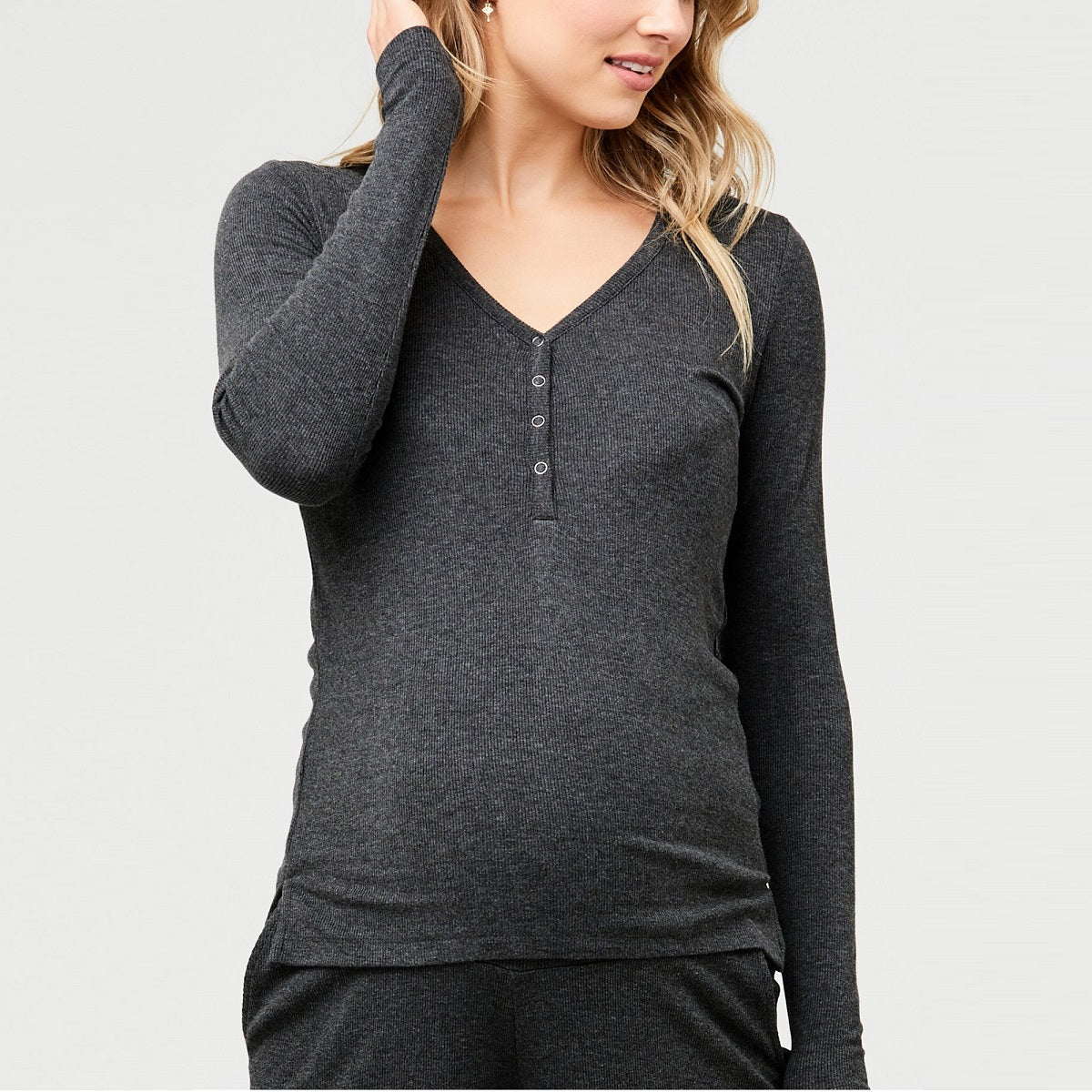 Charcoal Jersey Rib Top